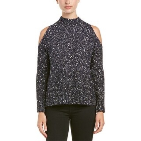 Rebecca Taylor Boucle Cold-Shoulder Mock-Neck Sweater Medium - Picture 10 of 10